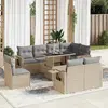 vidaXL - 9-delige - Loungeset - met - kussens - poly - rattan - beige