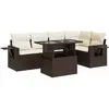 vidaXL Salon de jardin avec coussins 6 pcs marron résine tressée