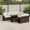 vidaXL Salon de jardin avec coussins 9 pcs marron résine tressée
