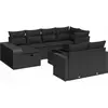 vidaXL Salon de jardin 11 pcs avec coussins noir résine tressée