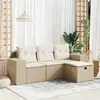 vidaXL - 4-delige - Loungeset - met - kussens - poly - rattan - beige