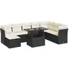 vidaXL Salon de jardin 9 pcs avec coussins noir résine tressée