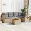vidaXL - 6-delige - Loungeset - met - kussens - poly - rattan - beige