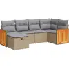 vidaXL Salon de jardin avec coussins 6 pcs beige résine tressée