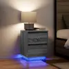 vidaXL Tables de chevet avec lumières LED 2pcs sonoma gris 38x34x50 cm