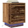 vidaXL Table de chevet avec lumières LED vieux bois 38x34x50 cm