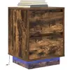 vidaXL Table de chevet avec lumières LED chêne fumé 38x34x50 cm
