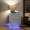 vidaXL Tables de chevet avec lumières LED 2 pcs blanc 38x34x50 cm