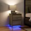 vidaXL Tables de chevet avec lumières LED 2pcs chêne sonoma 38x34x50cm