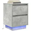 vidaXL Table de chevet avec lumières LED gris béton 38x34x50 cm
