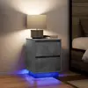 vidaXL Tables de chevet avec lumières LED 2 pcs gris béton 38x34x50 cm