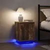 vidaXL Tables de chevet avec lumières LED 2 pcs chêne fumé 38x34x50 cm