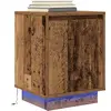 vidaXL Table de chevet avec lumières LED vieux bois 38x34x50 cm