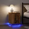 vidaXL Tables de chevet avec lumières LED 2pcs vieux bois 38x34x50 cm