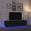 vidaXL Meuble TV avec lumières LED chêne noir 193,5x41x50 cm