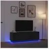 vidaXL Meuble TV avec lumières LED chêne noir 160,5x41x50 cm