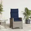 vidaXL Chaise de jardin inclinable avec table d'appoint gris polyrotin