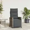 vidaXL Chaise de jardin inclinable avec table d'appoint gris polyrotin