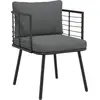 vidaXL Chaise de jardin avec coussins noir résine tressée