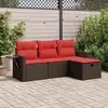vidaXL - 4-delige - Loungeset - met - kussens - poly - rattan - bruin