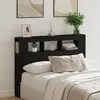 vidaXL Tête de lit LED avec étagère Chêne noir 140 x 18,5 x 103,5 cm
