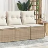 vidaXL Salon de jardin avec coussins 4 pcs beige résine tressée acacia