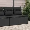 Salon de jardin 4 pcs avec coussins noir résine tressée acacia Vidaxl