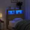 vidaXL Armoire tête de lit avec LED chêne artisanal 100x17x102 cm