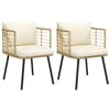 vidaXL Chaises de jardin lot de 2 avec coussins naturel résine tressée