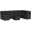 vidaXL Salon de jardin 9 pcs avec coussins noir résine tressée