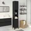 vidaXL Cabinet de salle de bain avec porte Chêne noir 30 x 30 x 190 cm