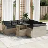 vidaXL Salon de jardin 9 pcs avec coussins gris clair résine tressée