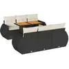 vidaXL Salon de jardin 7 pcs avec coussins noir résine tressée