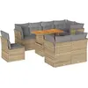 vidaXL Salon de jardin avec coussins 9 pcs beige résine tressée