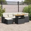 vidaXL - 7-delige - Loungeset - met - kussens - poly - rattan - zwart