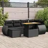 vidaXL - 7-delige - Loungeset - met - kussens - poly - rattan - zwart