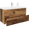 vidaXL Meuble lavabo avec bassin et robinet intégrés vieux bois
