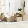 vidaXL Salon de jardin avec coussins 8 pcs beige résine tressée acacia