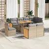 vidaXL Salon de jardin avec coussins 9 pcs beige résine tressée acacia
