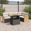 vidaXL Salon de jardin 6 pcs avec coussins noir résine tressée acacia