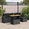 vidaXL Salon de jardin 6 pcs avec coussins noir résine tressée acacia