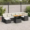 vidaXL Salon de jardin 5 pcs avec coussins noir résine tressée acacia