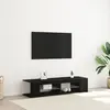 vidaXL Meuble TV avec LEDs Chêne Noir 135x39x30cm en bois d ingénierie