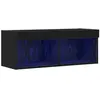 vidaXL Buffet Tv Vidaxl Avec Éclairage Led Chêne Noir 80x30x30 Cm