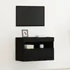 vidaXL Meuble Tv Vidaxl Avec Éclairage Led Chêne Noir 60x30x40 Cm