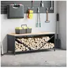 vidaXL Étagère à bois de chauffage avec plateau en bois anthracite