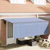 vidaXL Auvent Rétractable Rayé Bleu et blanc Anthracite 350 x 200 cm
