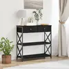 vidaXL Table Console avec tiroir Chêne noir 75 x 28 x 75 cm