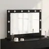 vidaXL Miroir de Maquillage avec Lumières LED Chêne Noir 80x55x18 cm