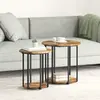 vidaXL Ensemble de tables d'appoint avec étagère 2 pcs Marron